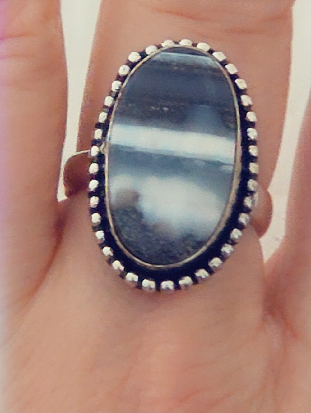 Adjustable Gemstone Statement Ring Overlay Sterling Silver Plated